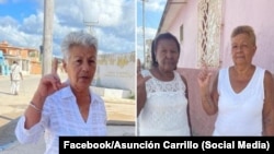 Damas de Blanco Asunción Carrillo (centro), Caridad Burunate (der.) y Maritza Perdomo, en Matanzas, el 11 de diciembre del 2022. (Foto: Facebook/Asunción Carrillo).