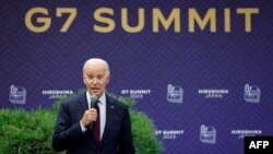 El presidente de los Estados Unidos, Joe Biden, habla durante una conferencia de prensa posterior a la Cumbre de Líderes del G7 en Hiroshima el 21 de mayo de 2023. (Foto de Kiyoshi Ota / POOL / AFP).