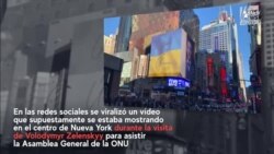 Falso: En Times Square de Nueva York se mostró un vídeo ofensivo para Ucrania