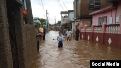 Foto de inundaciones en barrio Floirán Quirós, en Camagüey.