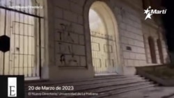 Facultad de Física de la Universidad de La Habana amanece con cartel de "Abajo la dictadura"