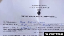 Citación a Daria Jimenez, a la unidad de la Policía de Inmigración