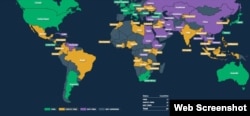 Mapa de la libertad en la red 2022. (Freedom House)