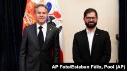 El presidente de Chile, Gabriel Boric, y el secretario de Estado de Estados Unidos, Antony Blinken, en el Palacio de La Moneda en Santiago, Chile.