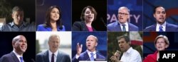 Candidatos demócratas Tim Ryan, Rep. Tulsi Gabbard, Sen. Amy Klobuchar, Gov.Jay Inslee, Julian Castro, Sen.Cory Booker, New York City Mayor Bill de Blasio, former Rep.John Delaney, Beto O'Rourke, y Sen. Elizabeth Warren.