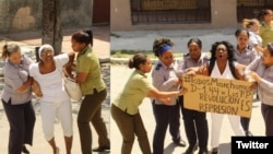 Cada domingo la policía política detiene a Berta Soler y otras Damas de Blanco por protestar pacíficamente y exigir libertad para los presos políticos.