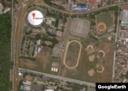 Vista aérea de la Ciudad Deportiva de La Habana, donde se anuncia el primer concierto de los Rolling Stones en Cuba.