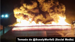 El incendio en el tanque de combustible de Matanzas.