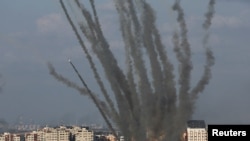 Rockets are fired from Gaza towards Israel