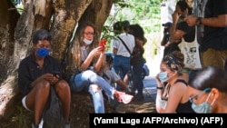 Cubanos se conectan a internet en un punto WiFi de La Habana. (Yamil Lage /AFP/Archivo)