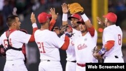 Peloteros cubanos en la Serie del Caribe 2018.