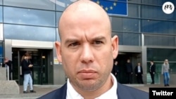 Alberto Fonseca Ortega frente al Parlamento Europeo. (Observatorio Cubano de Derechos Humanos)