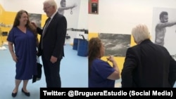 Tania Bruguera y el presidente de Alemania Frank Walter Steinmeier.