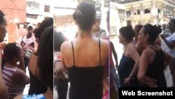 Vecinos protestan por salidero de aguas albañales en una calle de Centro Habana. (Captura de video/Diario de Cuba)