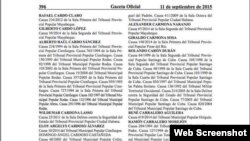 Lista parcial de los presos indultados en Cuba.