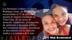 Una imagen de las hermanas Rodríguez Isaac en la campaña #PresosPorQué? del Departamento de Estado de Estados Unidos.