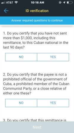 Western Union pide declarar que las remesas se ajustan a las sanciones de EEUU establecidas por OFAC.