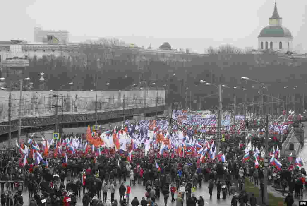 En el centro de Moscú la marcha en homenaje a Boris Nemtsov.