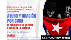 Folleto de Cristianos Cubanos en Comunión, para el ayuno y oraciones del 10 de octubre.