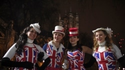 Simpatizantes del Brexit celebran en Londres la salida del Reino Unido de la Unión Europea.