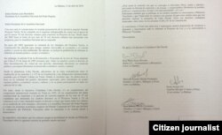 Texto de la carta entregada al Poder Popular por Cuba Decide