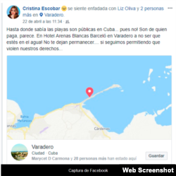 Foto Captura del perfil de Facebook de Cristina Escobar