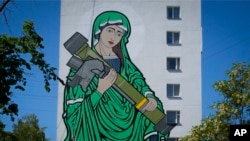 Mural alusivo a la invasión de Rusia a Ucrania 