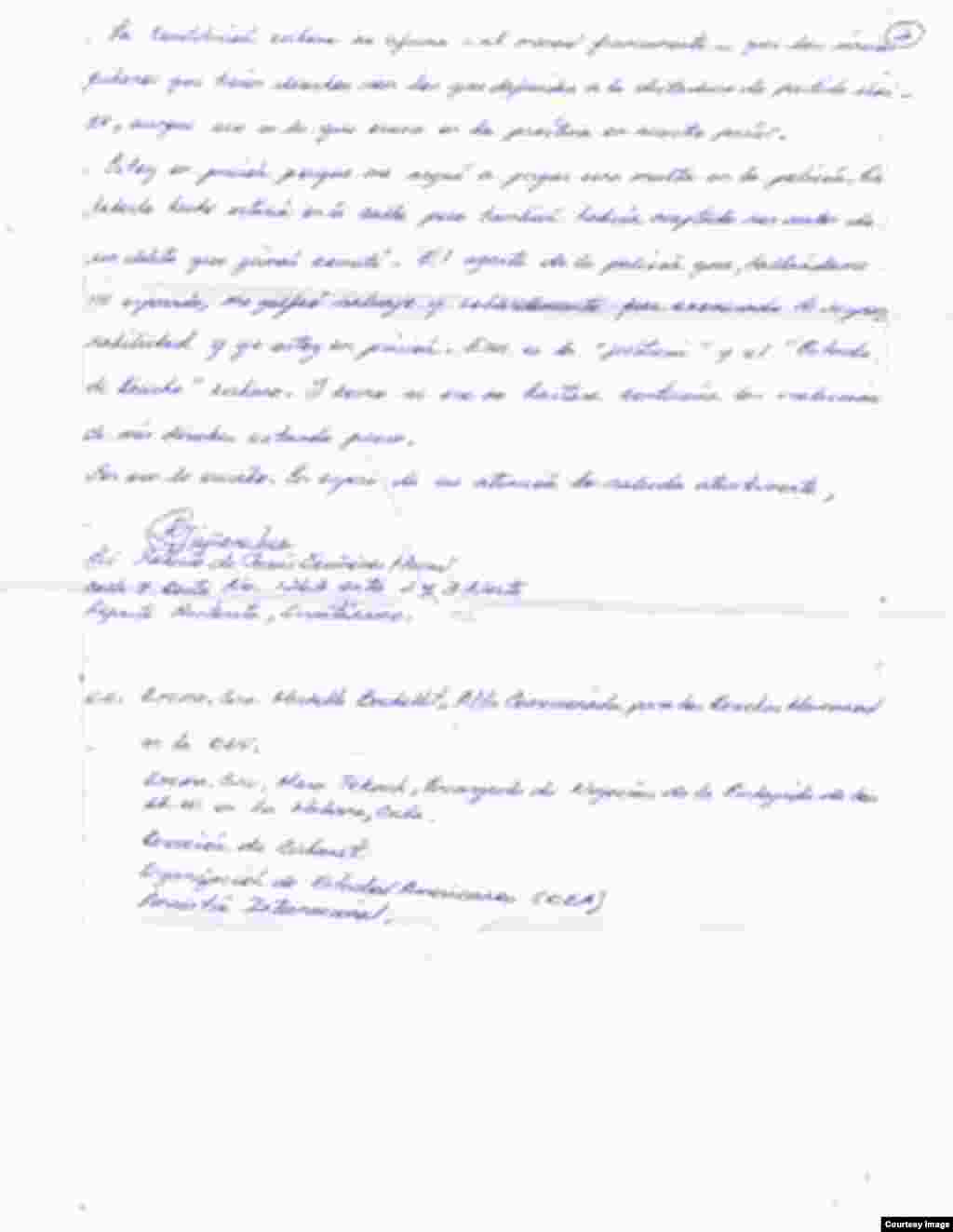 Qui&#241;ones Haces denuncia de pu&#241;o y letra los abusos que recibe en prisi&#243;n. 