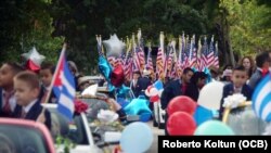 Alumnos de las escuelas Lincoln-Martí celebran el Desfile Martiano en la Calle Ocho de Miami. Más de mil estudiantes del Condado de Miami-Dade desfilaron el 25 de enero del 2019.