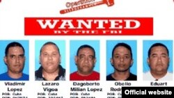 Cartel del FBI sobre la operación Sledgehammer, con los fugitivos que huyeron a Cuba.