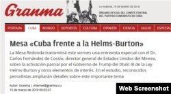 Anuncio en Granma de una Mesa Redonda sobre la Helms-Burton.