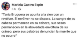 Captura de pantalla del post de Mariela Castro.