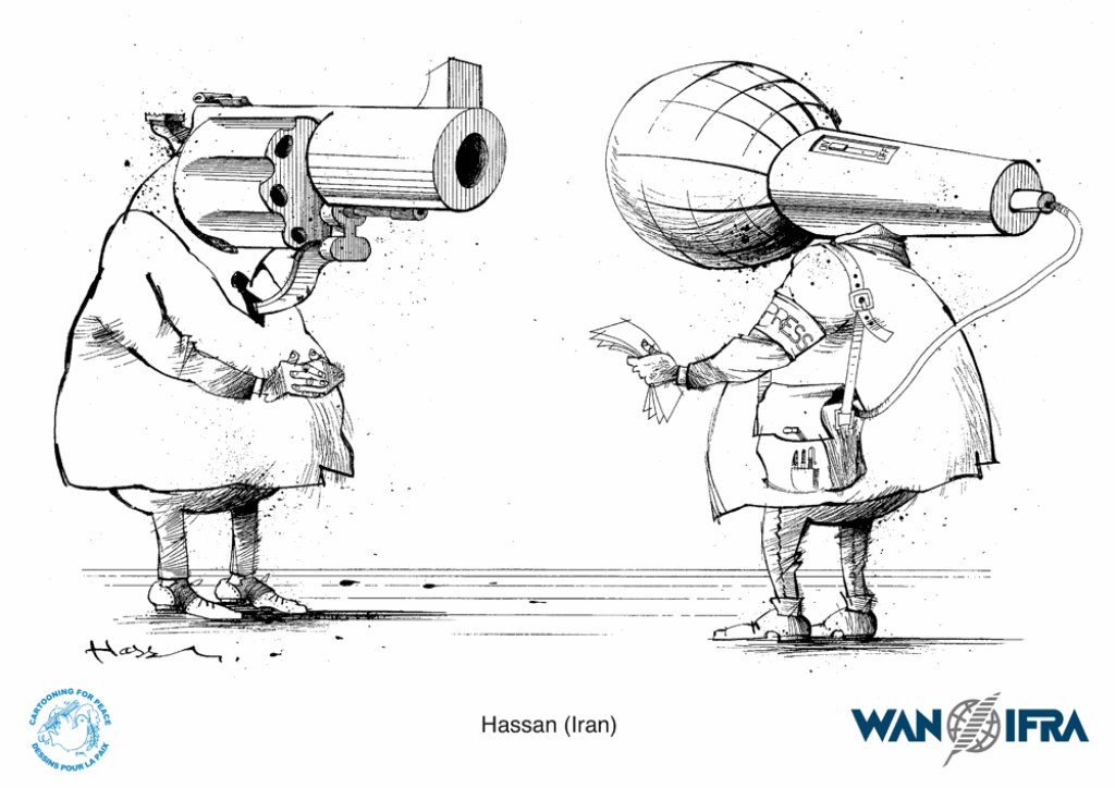 Hassan fue encarcelado en 1992 por una caricatura de Ayatollah Khomeini. Tras innumerables manifestaciones de protesta, la organización Abogados sin Fronteras consiguió que lo liberasen después de dos años en prisión.