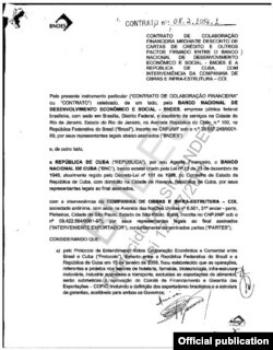 Contrato firmado entre Cuba y BNDES para la financiación de reconstrucción y ampliación de la Autopista Nacional por la Compañía de Obras e Infraestructura/Odebrecht.