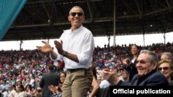 El presidente de EEUU, Barack Obama, en el estadio Latinoamericano, el 22 de marzo de 2016.