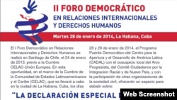 Detalle del cartel que anuncia el II Foro Demcrático en Derechos Humanos