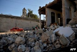 Escombros de una vivienda derribada por el tornado.