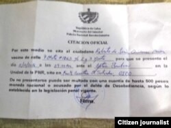 Citación del DSE al periodista independiente guantanamero Roberto Jesús Quiñones ante sus planes de cubrir los destrozos del huracán Matthew en Maisí