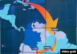 Migrantes van de Cuba a Guyana con visa de turista, de ahí a Manaos, Brasil, y por barco a Leticia, en la amazonia colombiana (mapa RCN).