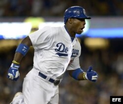 El bateador de los Dodgers Yasiel Puig .