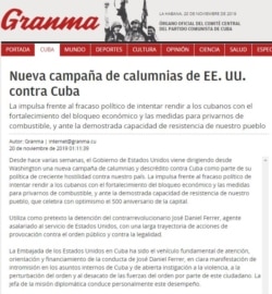 La nota del periódico Granma contra el líder la Unión Patriótica de Cuba.