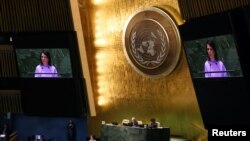 La Asamblea General de la ONU celebra una reunión de alto nivel sobre la adopción de una resolución sobre Ucrania, el 23 de febrero de 2023. (Reuters/Mike Segar).