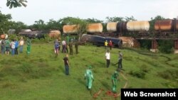 El tren se descarriló en el tramo Santa Clara-Cienfuegos. 