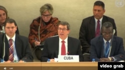 El canciller cubano Bruno Rodríguez presenta en Ginebra el Informe Nacional de Cuba al III Ciclo del Examen Periódico Universal del Consejo de DDHH de la ONU.