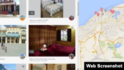 Página de Airbnb mostrando sus alojamientos en Cuba.