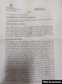 Facsímil del documento de Revocación a José Díaz Silva. (Cortesía de la familia)