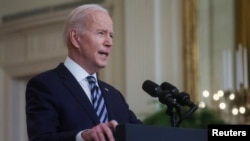 El presidente de EEUU, Joe Biden, habla sobre la crisis en Ucrania desde la Casa Blanca. 