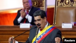 El gobernante venezolano, Nicolás Maduro, durante su discurso anual a la nación ante la Asamblea Nacional Constituyente, en Caracas, el 14 de enero del 2020.