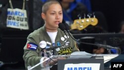 Emma Gonzalez en su discurso en la protesta "Marcha por nuestras vidas" el 24 de marzo de 2018.