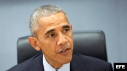 El presidente Barack Obama durante una reunión en la Agencia Federal de Gestión de Emergencias (FEMA).